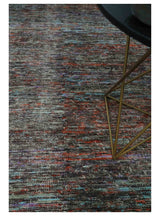Vibrant Colorful Rust, Violet, Charcoal, Silver and Aqua Modern Abstract Flat Woven 8x10 wool Area Rug