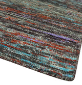 Vibrant Colorful Rust, Violet, Charcoal, Silver and Aqua Modern Abstract Flat Woven 8x10 wool Area Rug