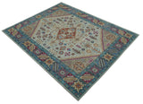 Vibrant Colorful Silver, Beige, Blue and Brown Traditional Heriz Multi Size wool Area Rug