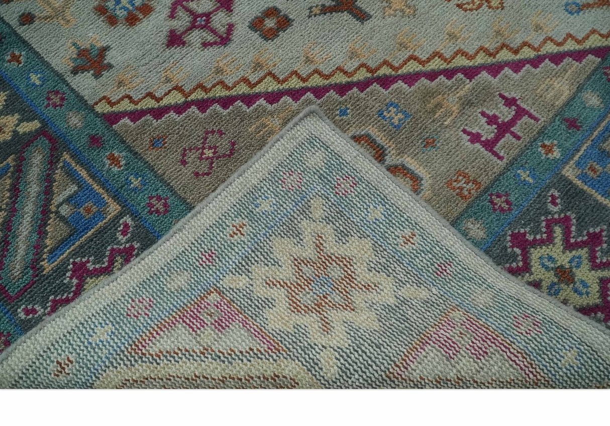 Vibrant Colorful Silver, Beige, Blue and Brown Traditional Heriz Multi Size wool Area Rug