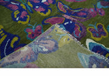 Vibrant Garden of Butterfly Green and Purple Hand knotted Multi size wool Area Rug