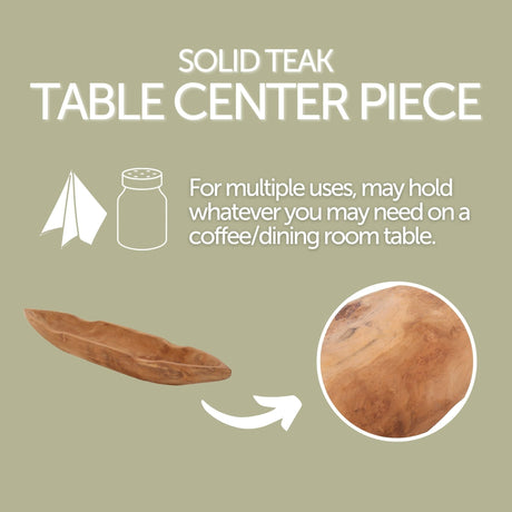 Viking Boat Natural Teak Table Centerpiece-Parc Decor