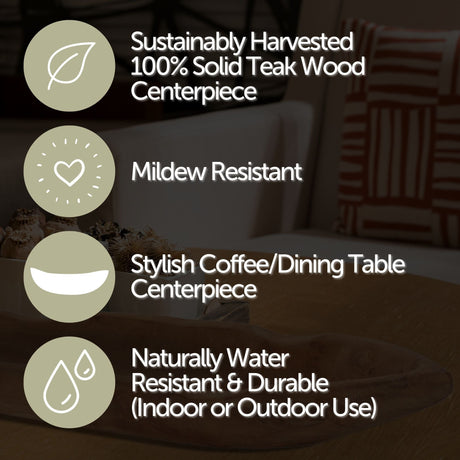 Viking Boat Natural Teak Table Centerpiece-Parc Decor