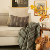 Vina Linen Block Print Throw Pillow Cover, Sand-Patterned Pillows-Parc Decor