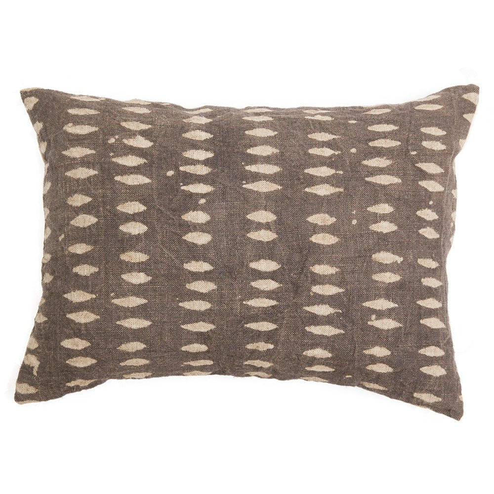 Vina Linen Block Print Throw Pillow Cover, Sand-Patterned Pillows-Parc Decor