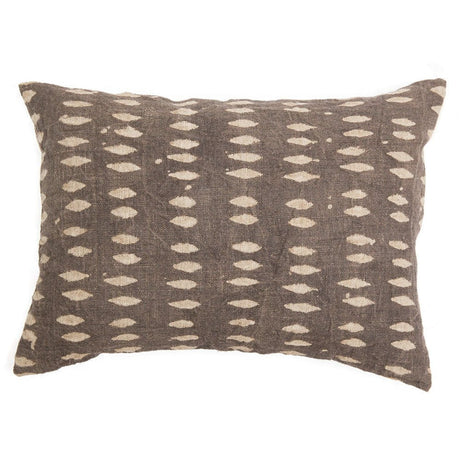 Vina Linen Block Print Throw Pillow Cover, Sand-Patterned Pillows-Parc Decor