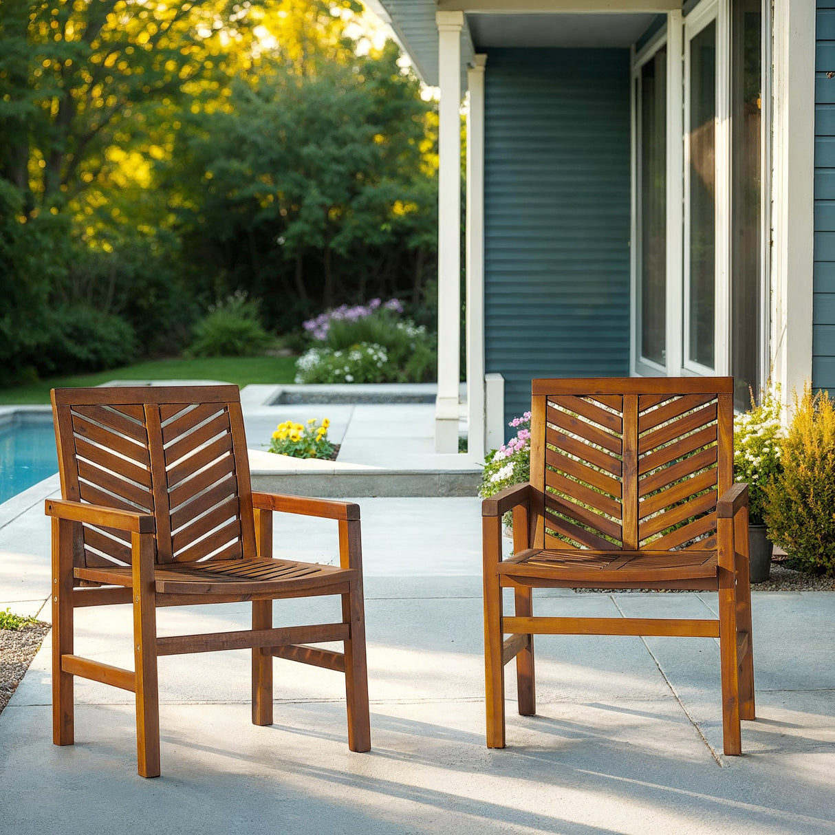 Vincent Patio Wood Chairs, Set of 2-Outdoor-Parc Decor