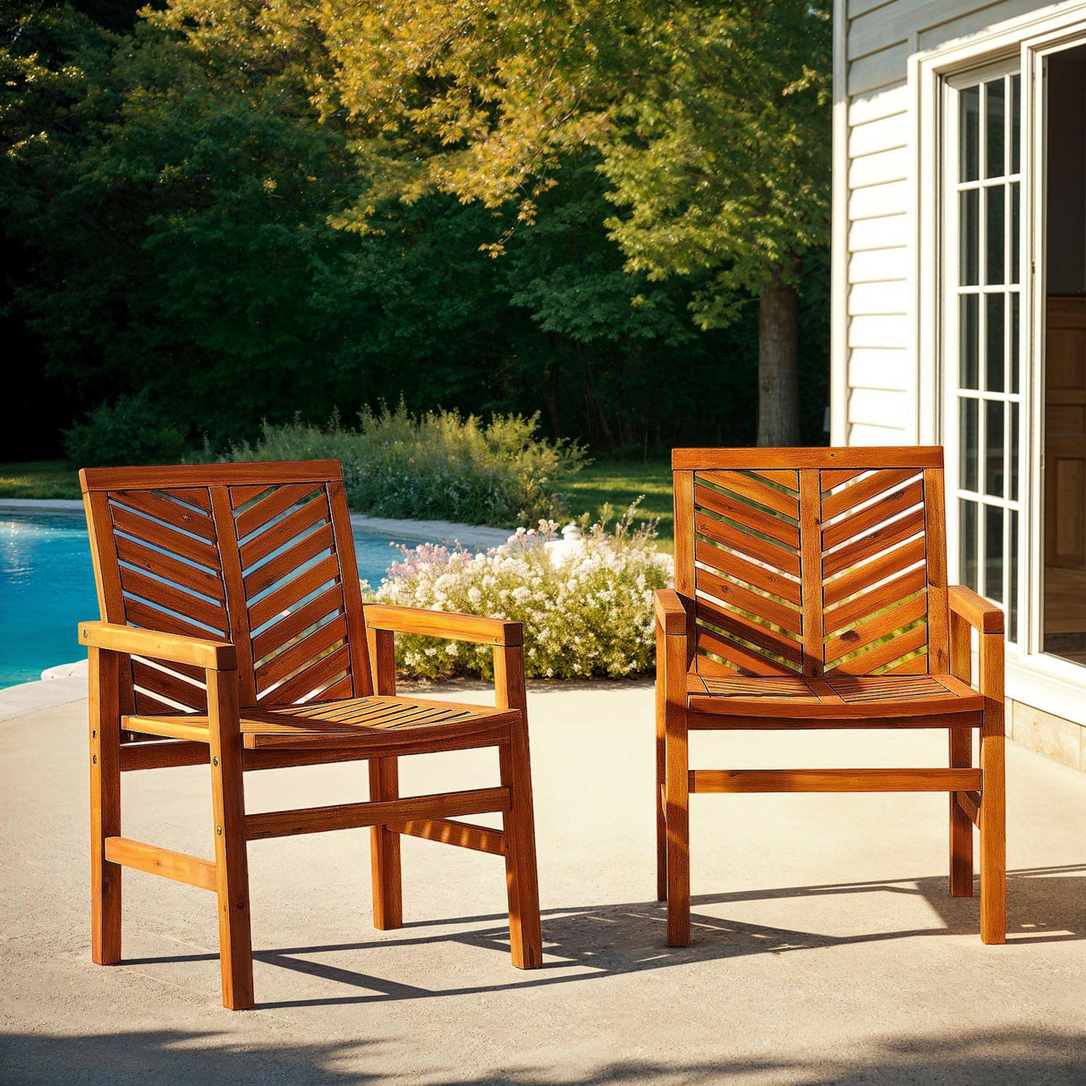 Vincent Patio Wood Chairs, Set of 2-Outdoor-Parc Decor