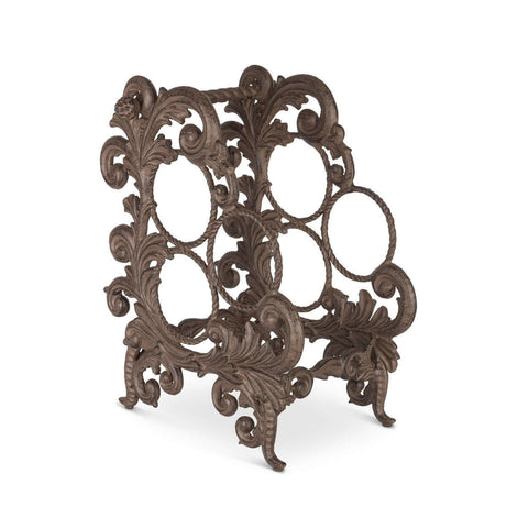 Vintage Acanthus Leaf Cast Aluminum Wine Rack-Wine bottle holder-Parc Decor