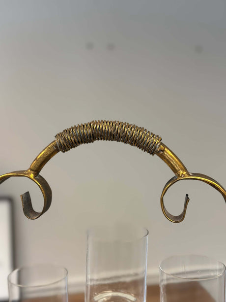 Vintage Brass 2-Tier Metal Bar Cart Stand with Ornate Detailing-Display stand-Parc Decor