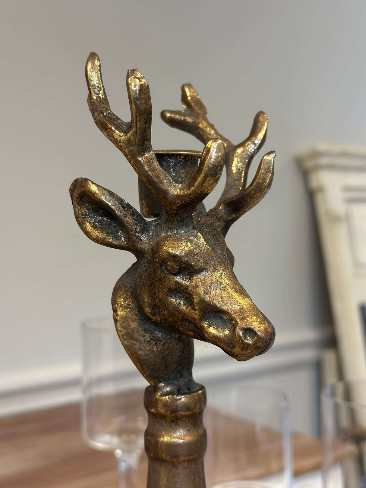 Vintage Brass Deer Head Candle Holders-Candle Holder-Parc Decor