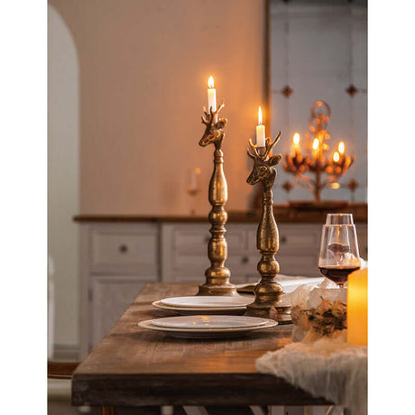 Vintage Brass Deer Head Candle Holders-Candle Holder-Parc Decor