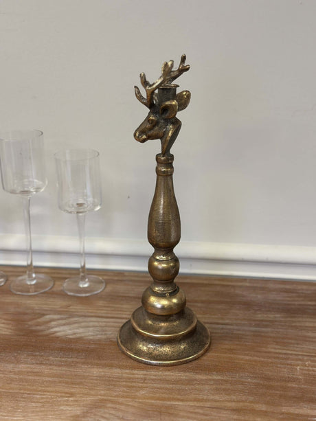 Vintage Brass Deer Head Candle Holders-Candle Holder-Parc Decor