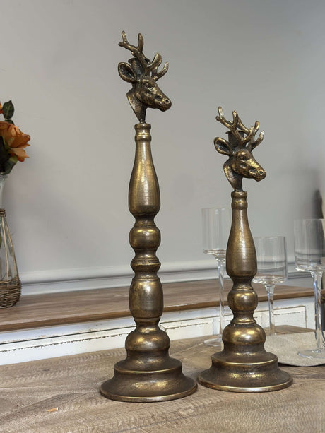 Vintage Brass Deer Head Candle Holders-Candle Holder-Parc Decor