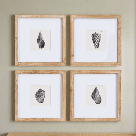 Vintage Coastal Seashell Wall Art Set (Set of 4)-Artwork-Parc Decor