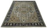 Vintage Distressed Hand Knotted Traditional Heriz Camel Custom Made wool Area Rug