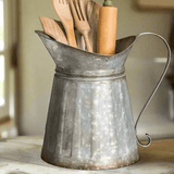 Vintage Farmhouse Galvanized Metal Pitcher Utensil Holder (Set of 2)-Pitcher-Parc Decor
