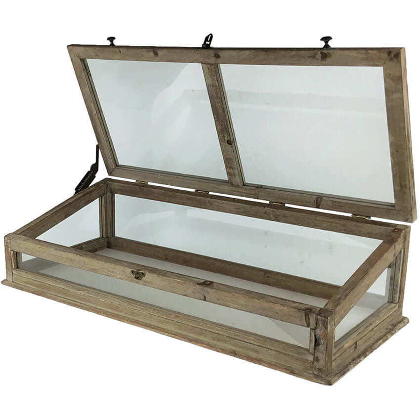 Vintage Glass Display Case with Wooden Frame-Display case-Parc Decor