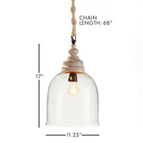 Vintage Glass Pendant Light with Wood Accents-pendant light-Parc Decor