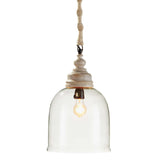 Vintage Glass Pendant Light with Wood Accents-pendant light-Parc Decor