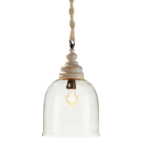 Vintage Glass Pendant Light with Wood Accents-pendant light-Parc Decor