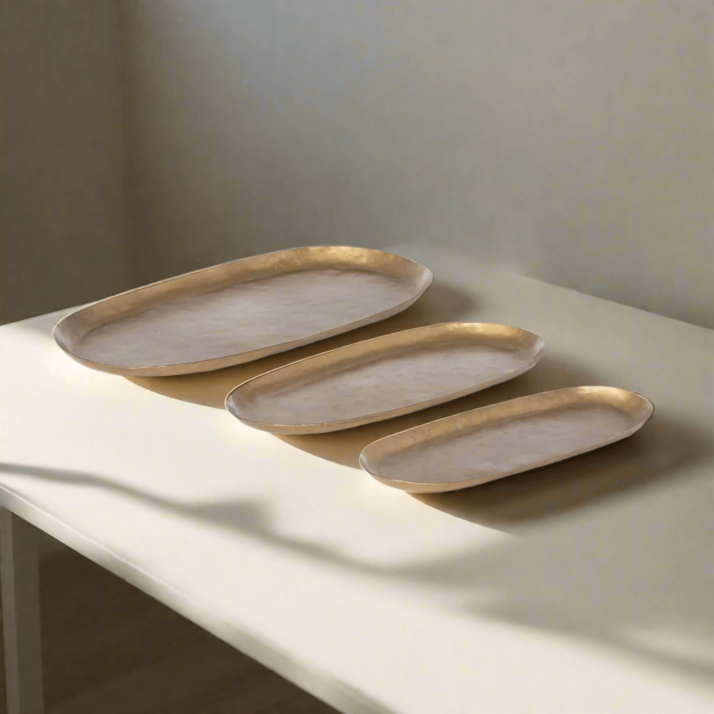 Vintage Gold Iron Serving Tray Set-Serving Tray-Parc Decor