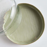 Vintage Hammered Glass Cloche with Green Enamel Tray-Cloche-Parc Decor