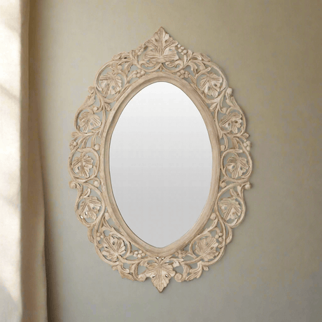 Vintage Hand Carved Wood Wall Mirror-Wall Mirror-Parc Decor