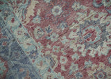 Vintage Hand Knotted 2x4 Maroon and Blue Traditional Oxidized Textured Wool Rug
