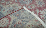 Vintage Hand Knotted 2x4 Maroon and Blue Traditional Oxidized Textured Wool Rug