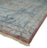 Vintage Hand Knotted 8x10 Rust and Blue Traditional Oxidized Textured Persian Low Pile Wool Rug | TRD2601