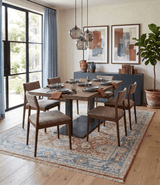 Vintage Hand Knotted 8x10 Rust and Blue Traditional Oxidized Textured Persian Low Pile Wool Rug | TRD2601