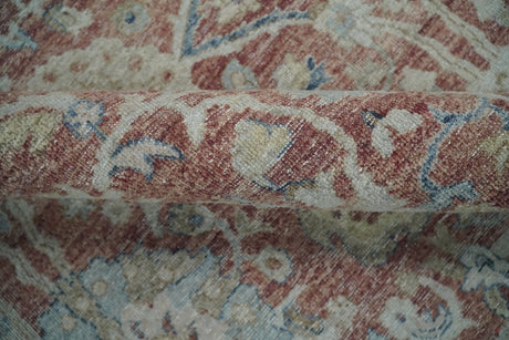 Vintage Hand Knotted 8x10 Rust and Blue Traditional Oxidized Textured Persian Low Pile Wool Rug | TRD2601
