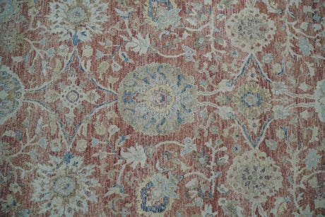 Vintage Hand Knotted 8x10 Rust and Blue Traditional Oxidized Textured Persian Low Pile Wool Rug | TRD2601