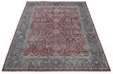 Vintage Hand Knotted 8x10 Traditional Gray And Red Oxidized Pile Wool Rug