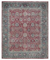 Vintage Hand Knotted 8x10 Traditional Gray And Red Oxidized Pile Wool Rug