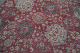 Vintage Hand Knotted 8x10 Traditional Gray And Red Oxidized Pile Wool Rug