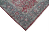 Vintage Hand Knotted 8x10 Traditional Gray And Red Oxidized Pile Wool Rug