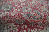 Vintage Hand Knotted 8x10 Traditional Gray And Red Oxidized Pile Wool Rug