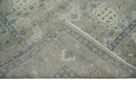 Vintage Hand Knotted 8x10 Traditional Oxidized Textured Low Pile Wool Rug