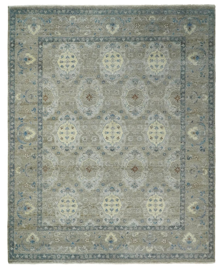Vintage Hand Knotted 8x10 Traditional Oxidized Textured Low Pile Wool Rug