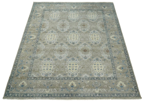 Vintage Hand Knotted 8x10 Traditional Oxidized Textured Low Pile Wool Rug