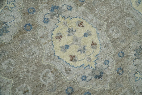 Vintage Hand Knotted 8x10 Traditional Oxidized Textured Low Pile Wool Rug