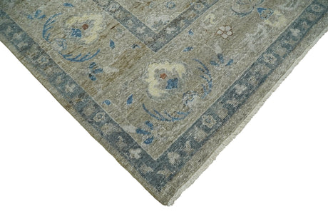 Vintage Hand Knotted 8x10 Traditional Oxidized Textured Low Pile Wool Rug