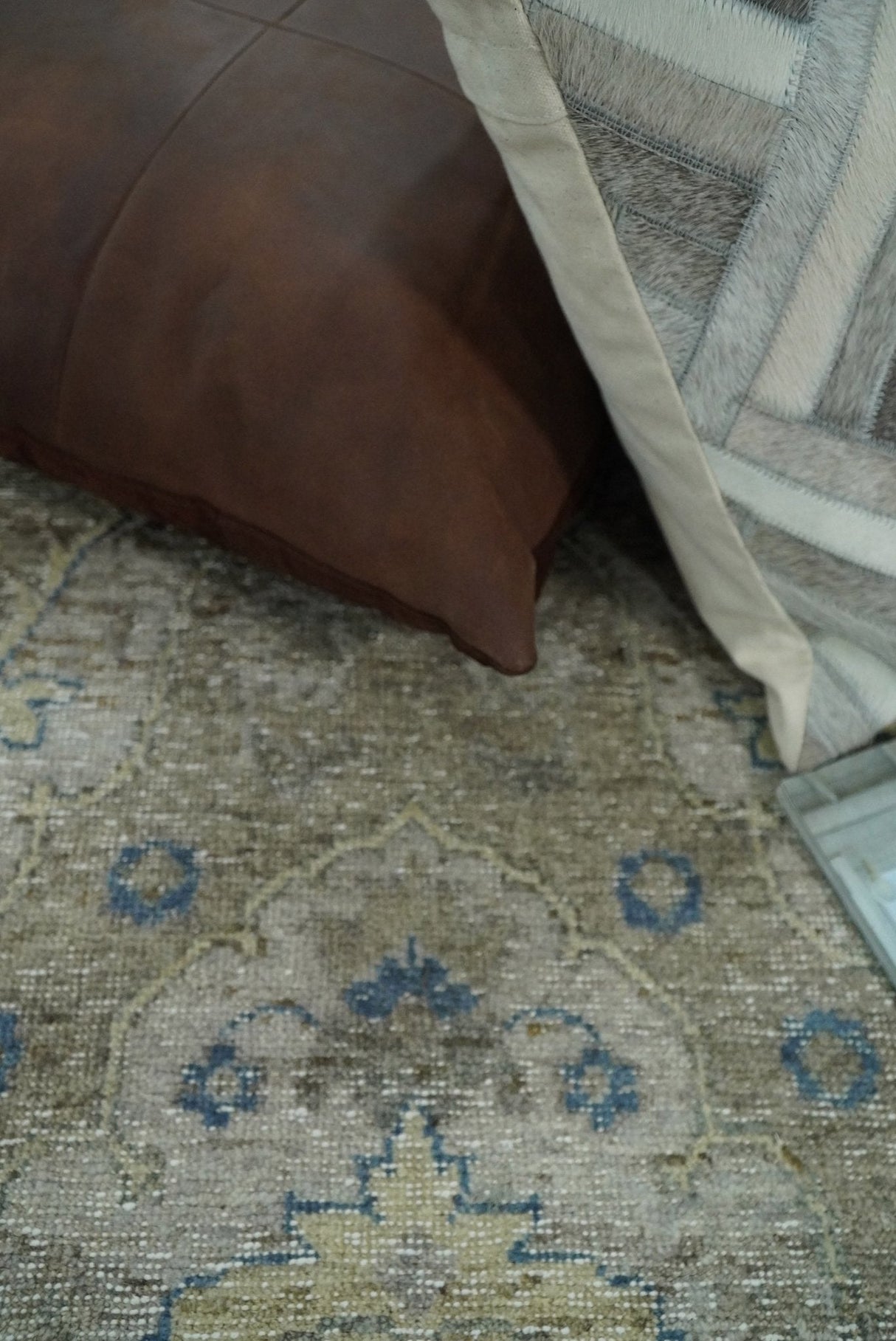 Vintage Hand Knotted 8x10 Traditional Oxidized Textured Low Pile Wool Rug