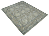 Vintage Hand Knotted 8x10 Traditional Oxidized Textured Low Pile Wool Rug