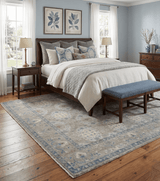 Vintage Hand Knotted 8x10 Traditional Oxidized Textured Low Pile Wool Rug