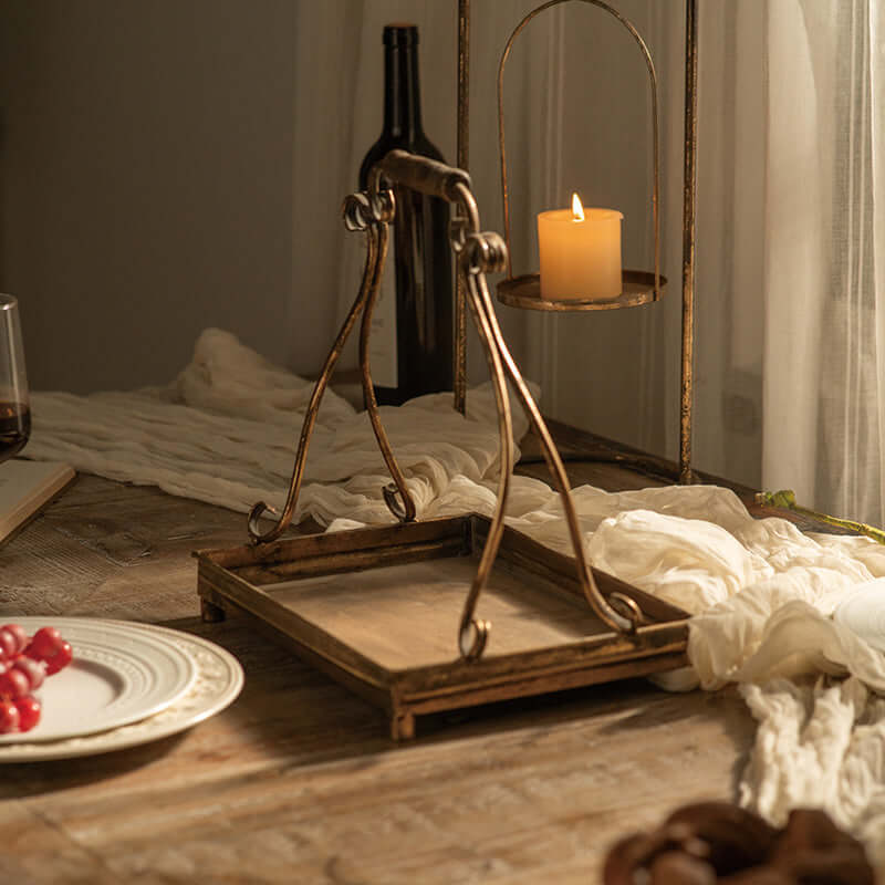 Vintage-Inspired Antique Gold Metal Serving Tray Set-Serving Tray-Parc Decor