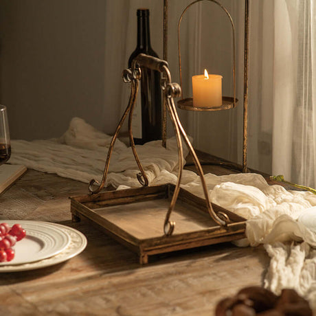 Vintage-Inspired Antique Gold Metal Serving Tray Set-Serving Tray-Parc Decor