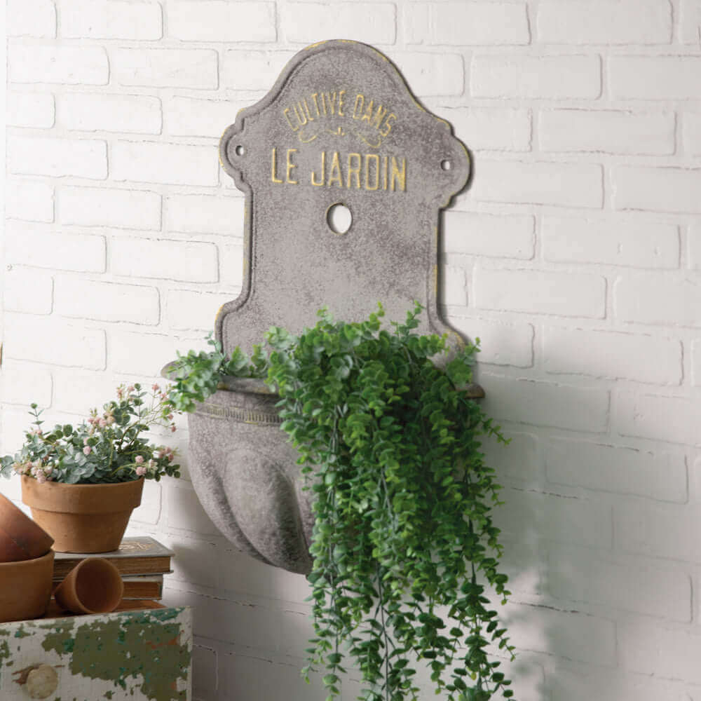 Vintage-Inspired French Water Fountain Wall Planter-Planter-Parc Decor